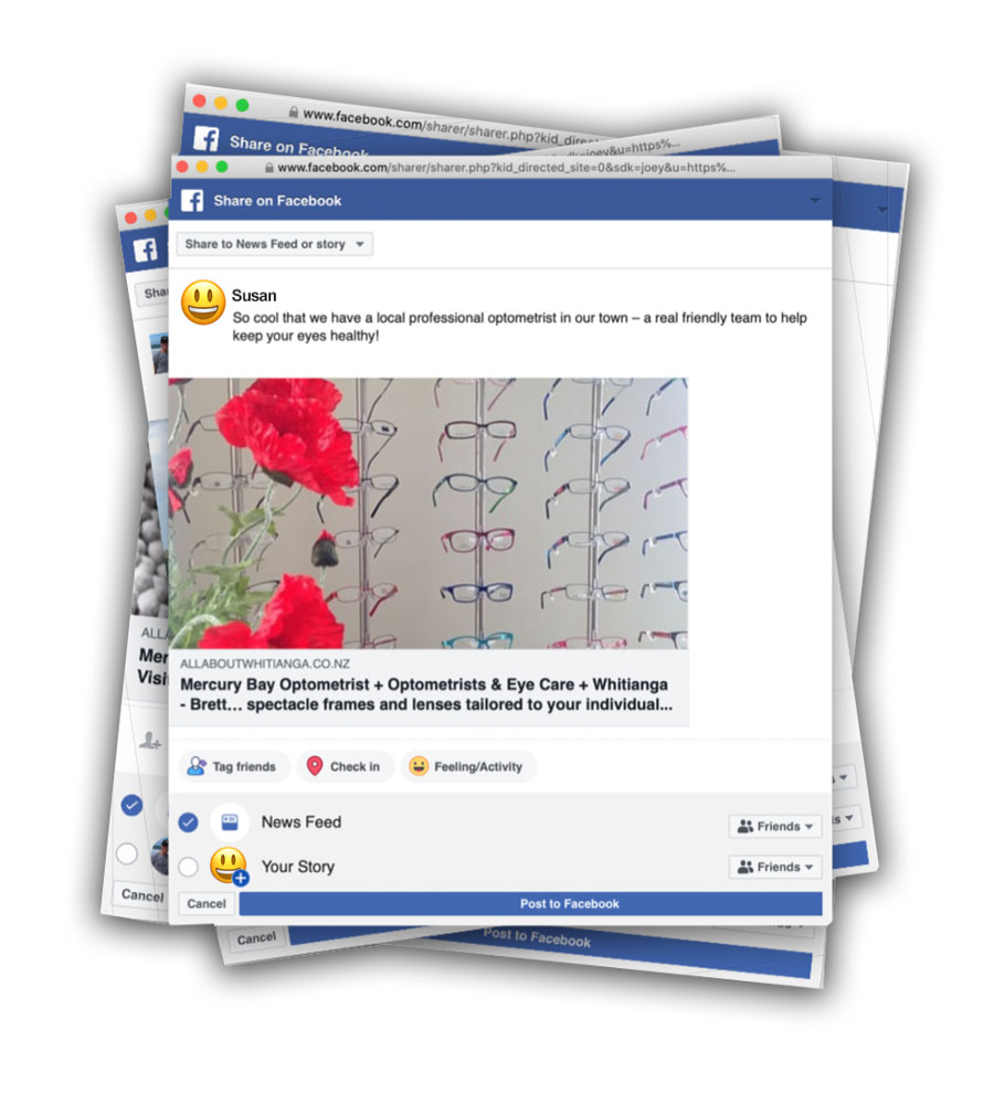 Facebook share window