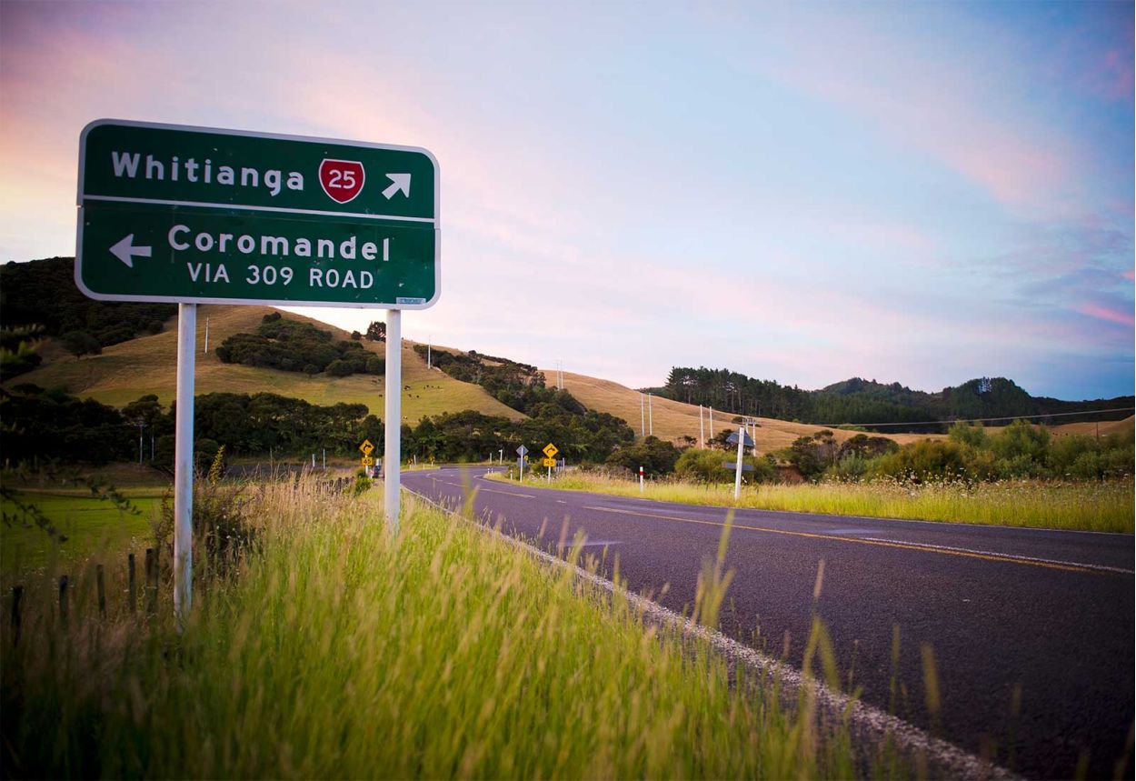 SH25 Whitianga road sign